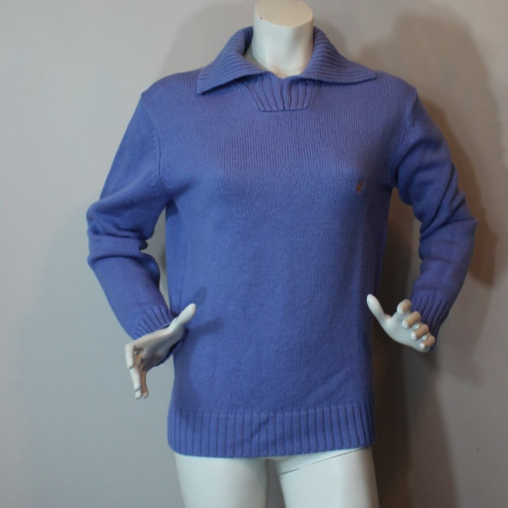 Carolina Herrera blue purpled sweater Turtleneck long sleeve unisex size large